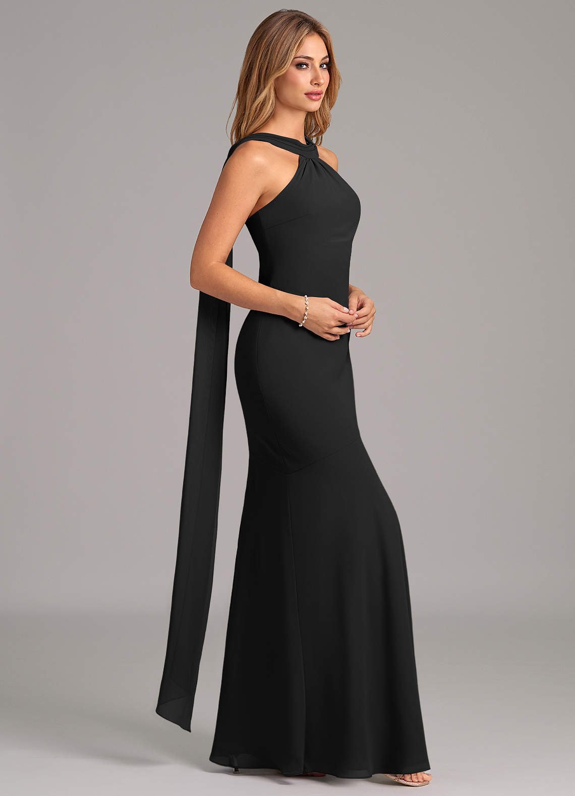 Kinsley Mermaid Halter Chiffon Bridesmaid Dress