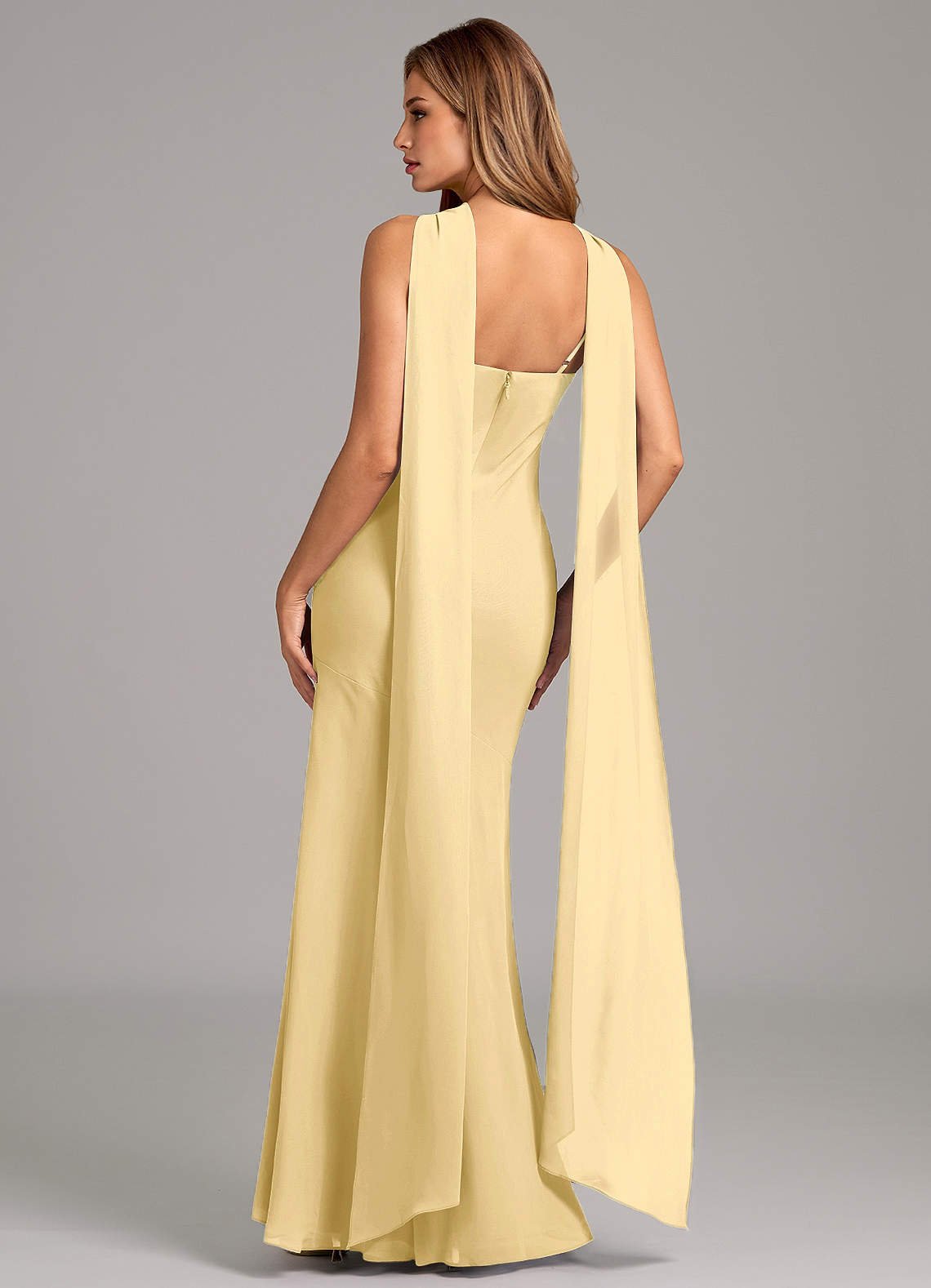 Kinsley Mermaid Halter Chiffon Bridesmaid Dress in Butter