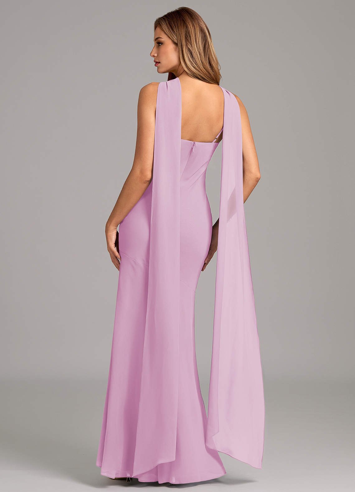 Kinsley Mermaid Halter Chiffon Bridesmaid Dress in candy pink