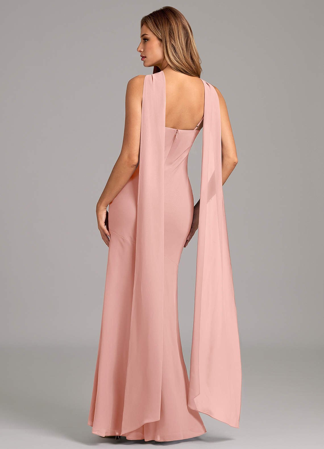 Kinsley Mermaid Halter Chiffon Bridesmaid Dress in Rosette