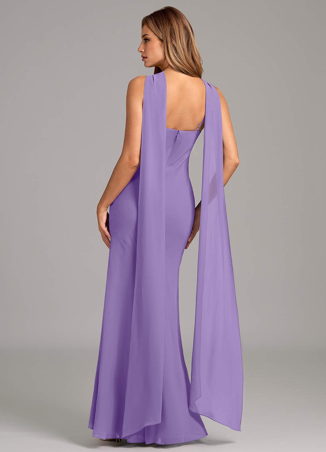Kinsley Mermaid Halter Chiffon Bridesmaid Dress in Tahiti