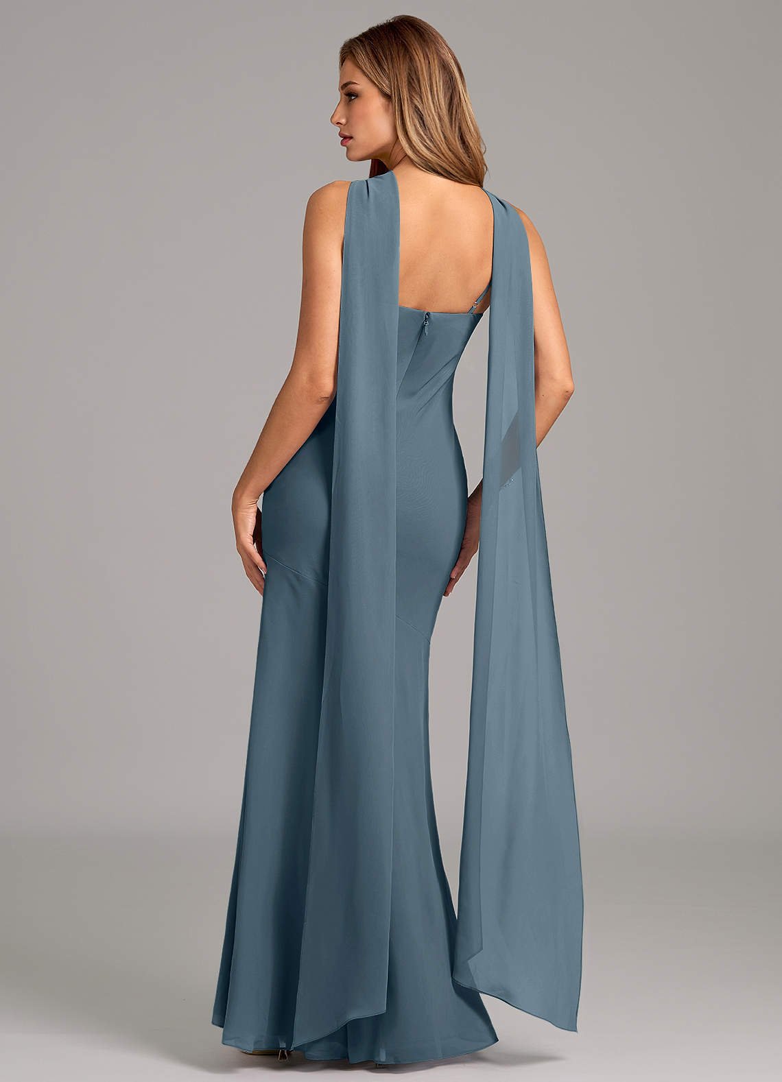 Kinsley Mermaid Halter Chiffon Bridesmaid Dress in Twilight
