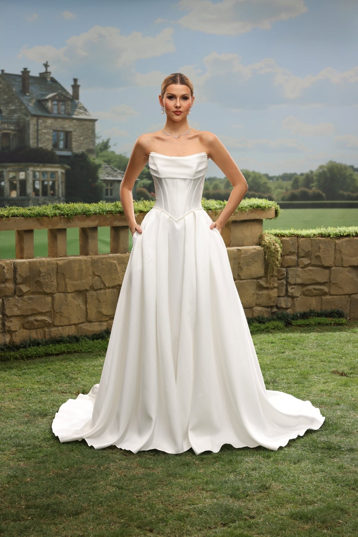 Odra A-Line Strapless Cowl-Neck wedding dress — design detail 2