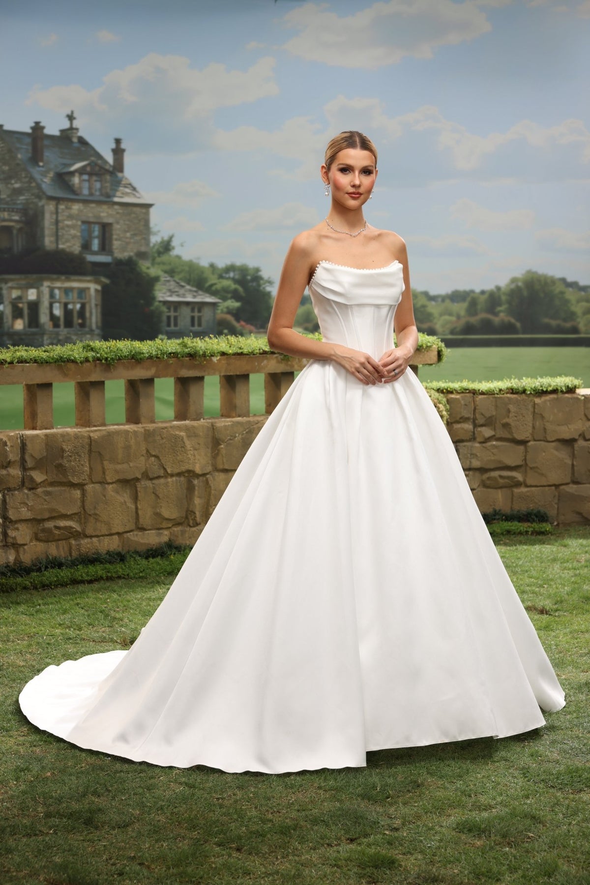 Odra A-Line Strapless Cowl-Neck wedding dress — design detail 10
