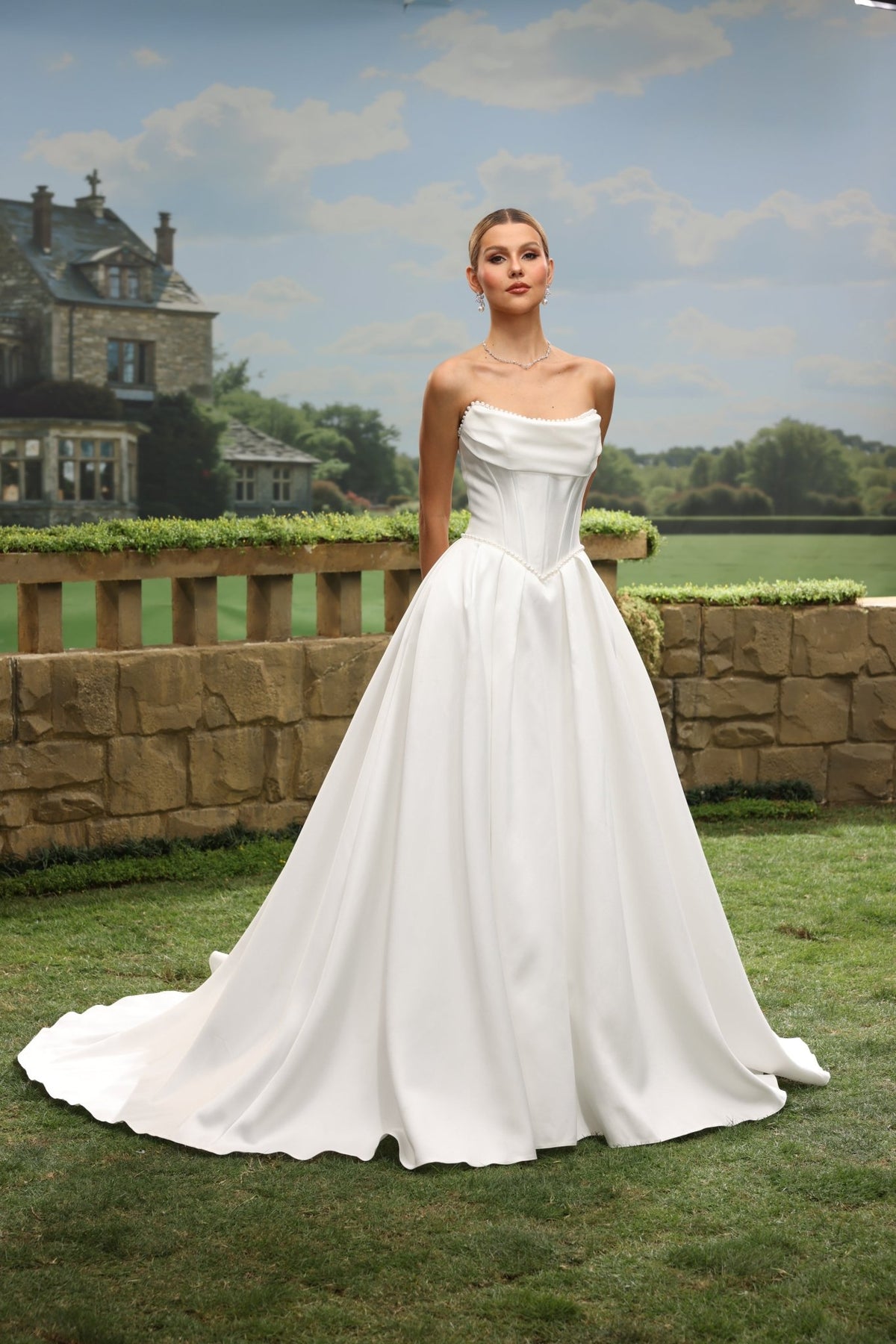 Odra A-Line Strapless Cowl-Neck wedding dress — design detail 8