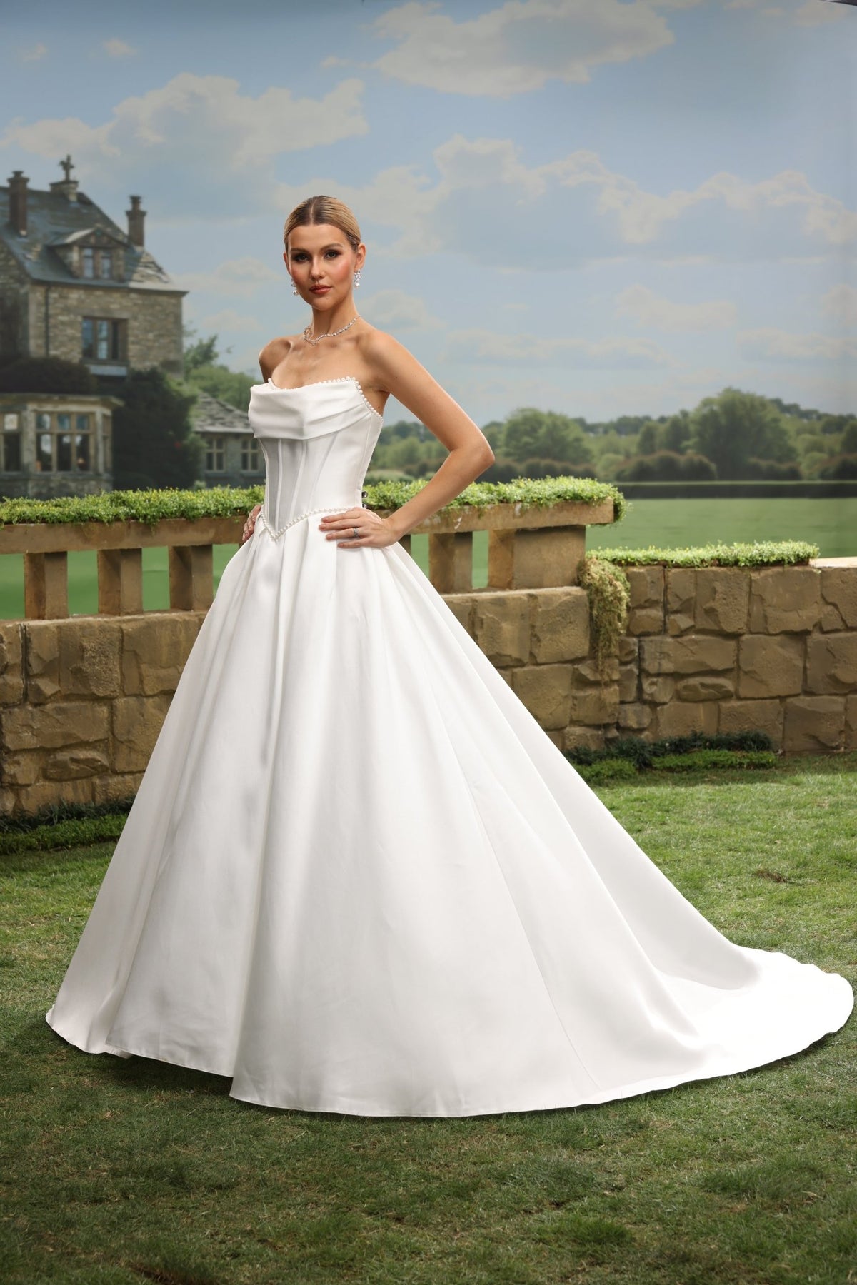 Odra A-Line Strapless Cowl-Neck wedding dress — design detail 3