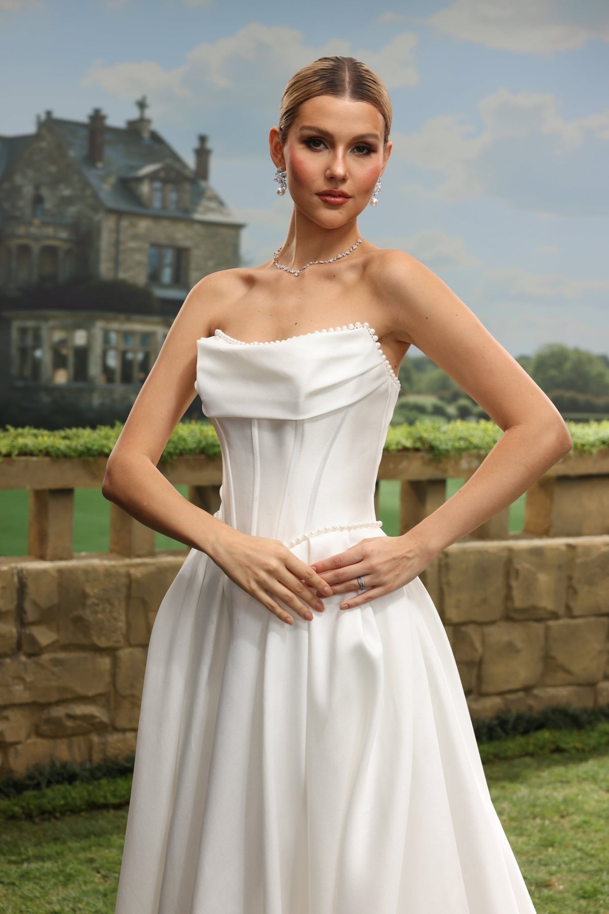 Odra A-Line Strapless Cowl-Neck wedding dress — design detail 6