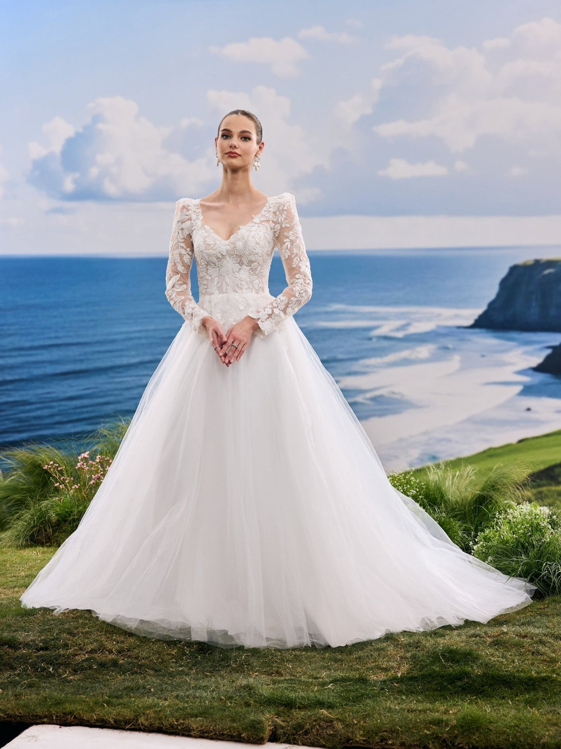 Oralie white wedding dress, front view