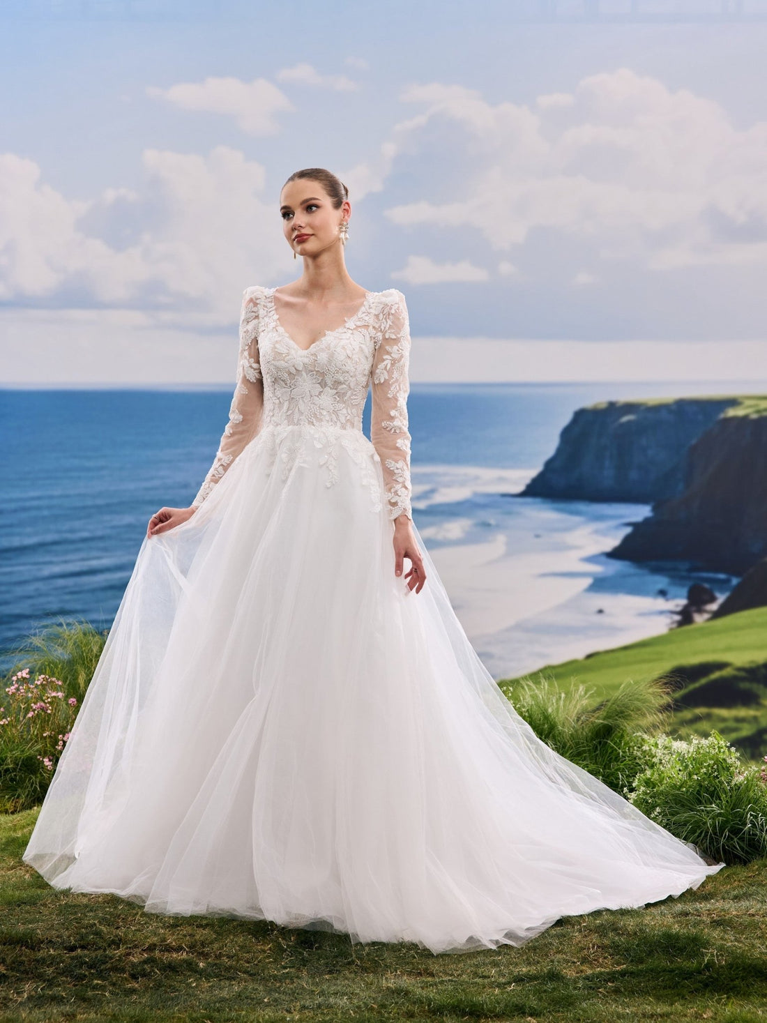Oralie white wedding dress, front view