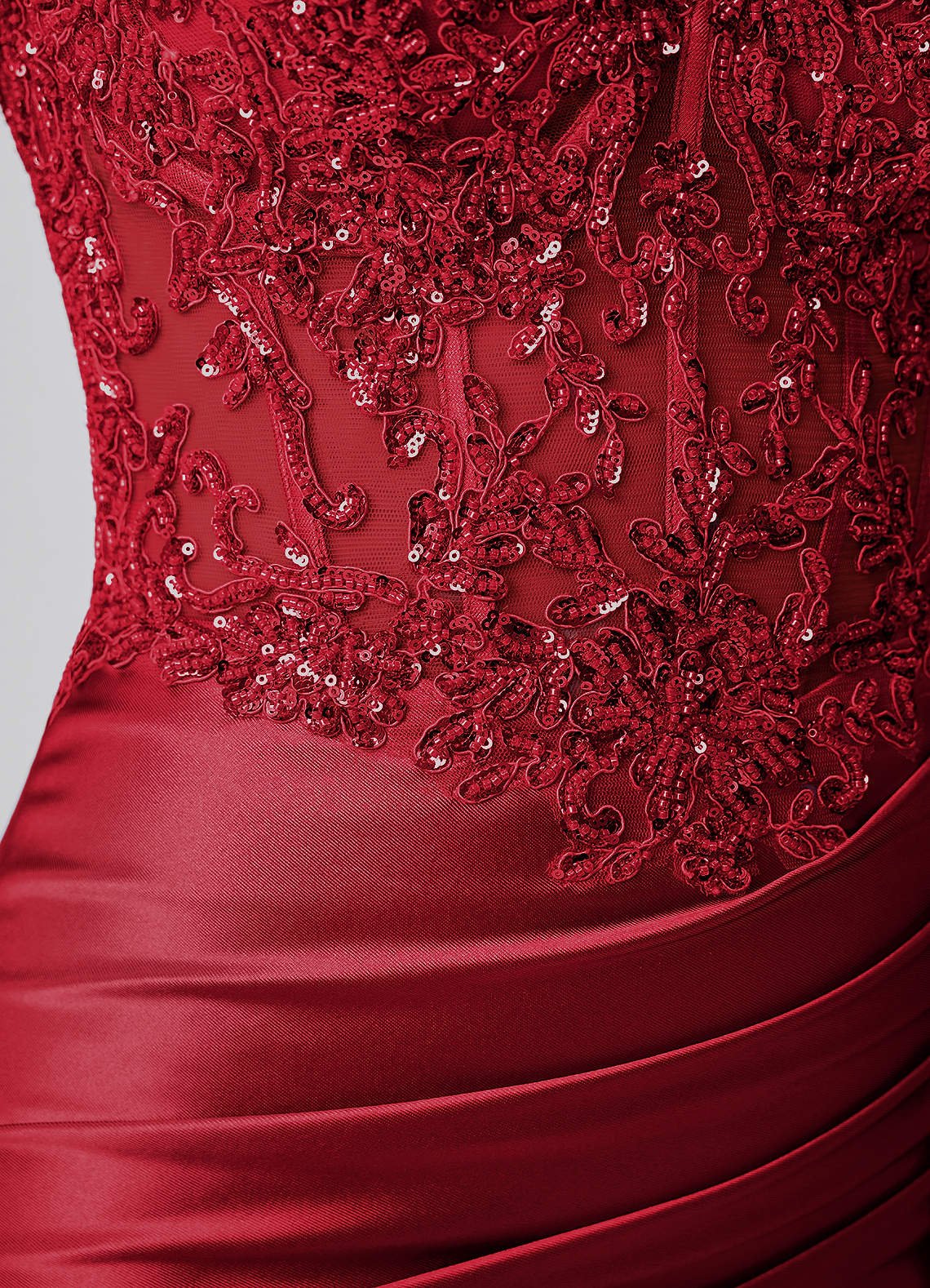 Oralien Bodycon Mini Off-the-Shoulder Satin Prom Dress in Red