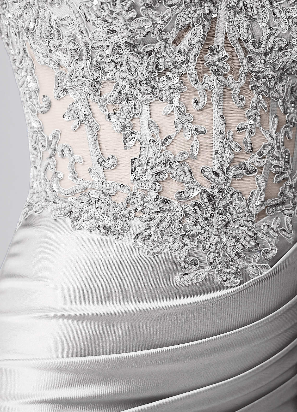 Oralien Bodycon Mini Off-the-Shoulder Satin Prom Dress in Silver