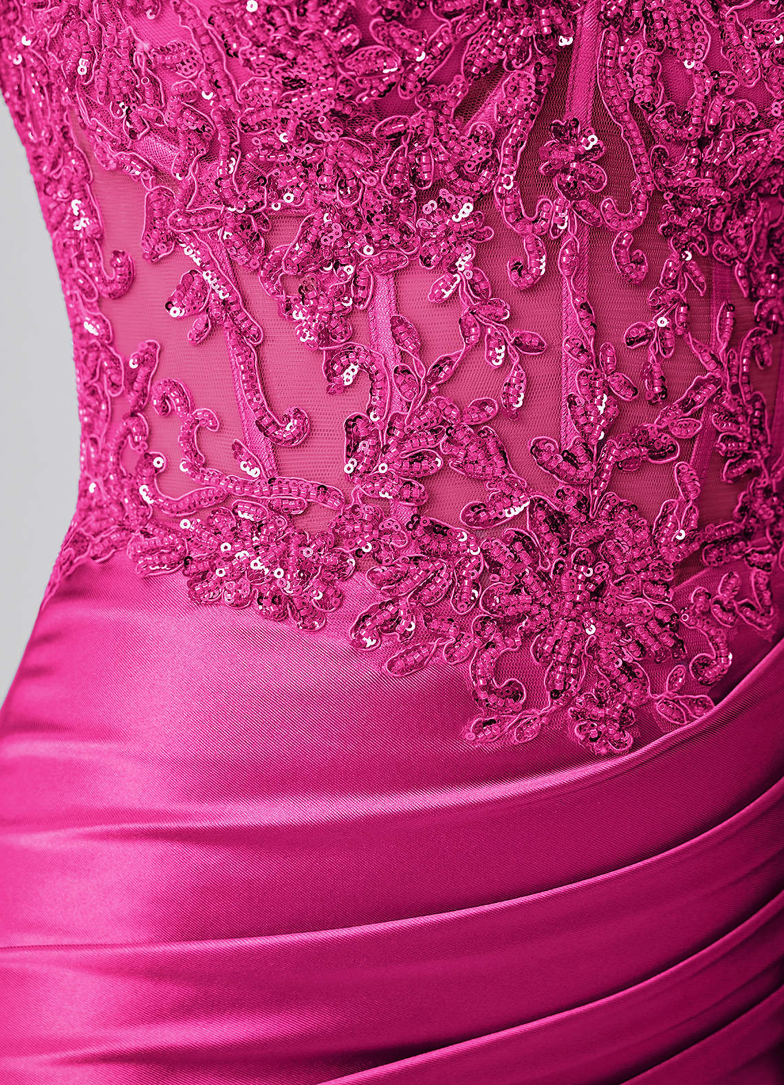 Oralien Bodycon Mini Off-the-Shoulder Satin Prom Dress in Magenta