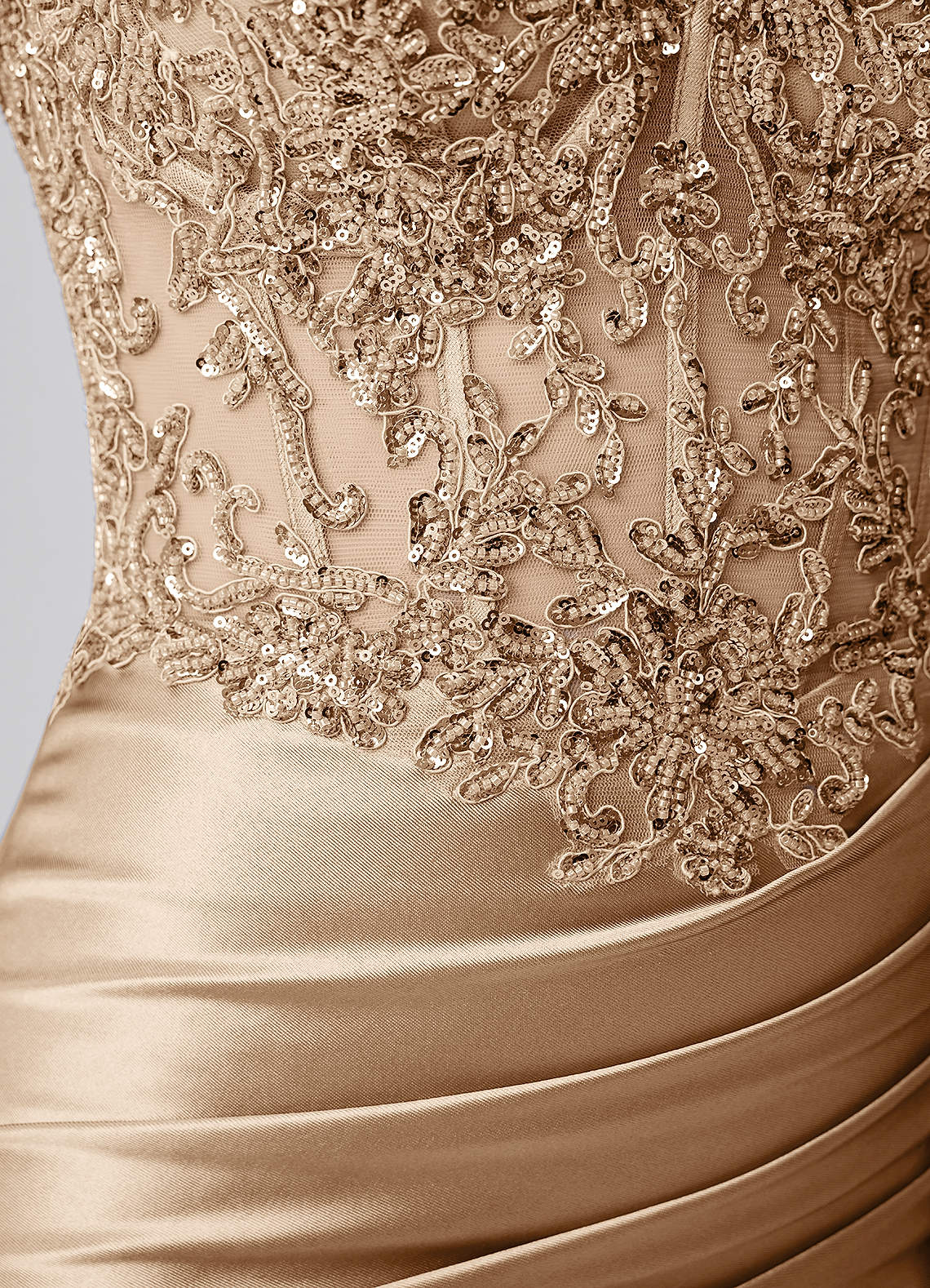 Oralien Bodycon Mini Off-the-Shoulder Satin Prom Dress in champagne