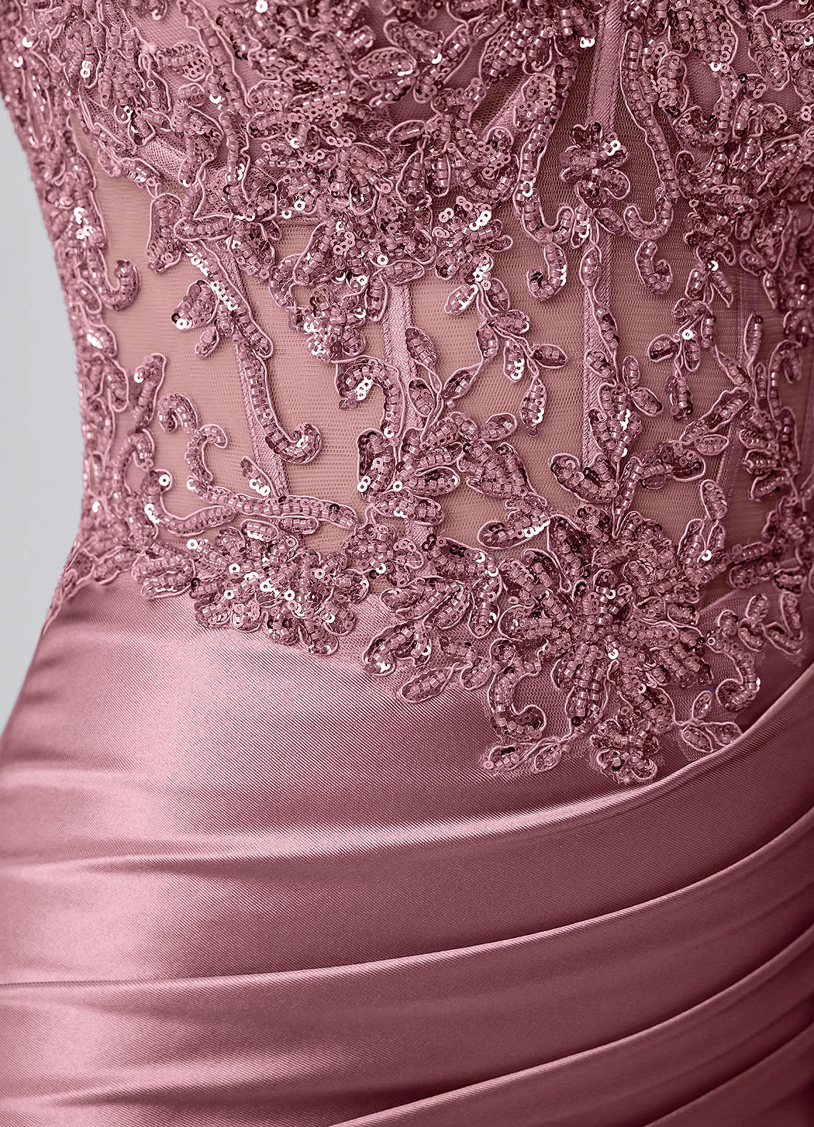 Oralien Bodycon Mini Off-the-Shoulder Satin Prom Dress in Dusty Pink