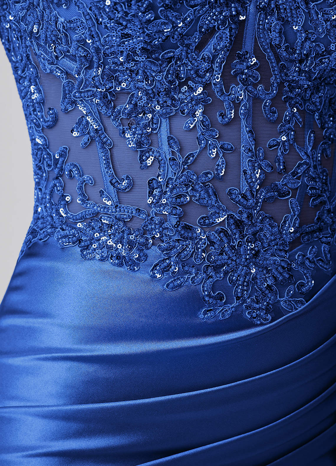 Oralien Bodycon Mini Off-the-Shoulder Satin Prom Dress in Royal Blue