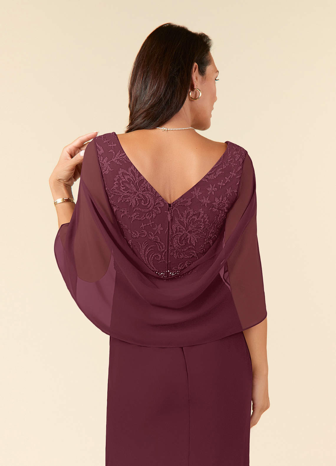Laina Mermaid V-Neck Chiffon and Lace Mother of the Bride Dress