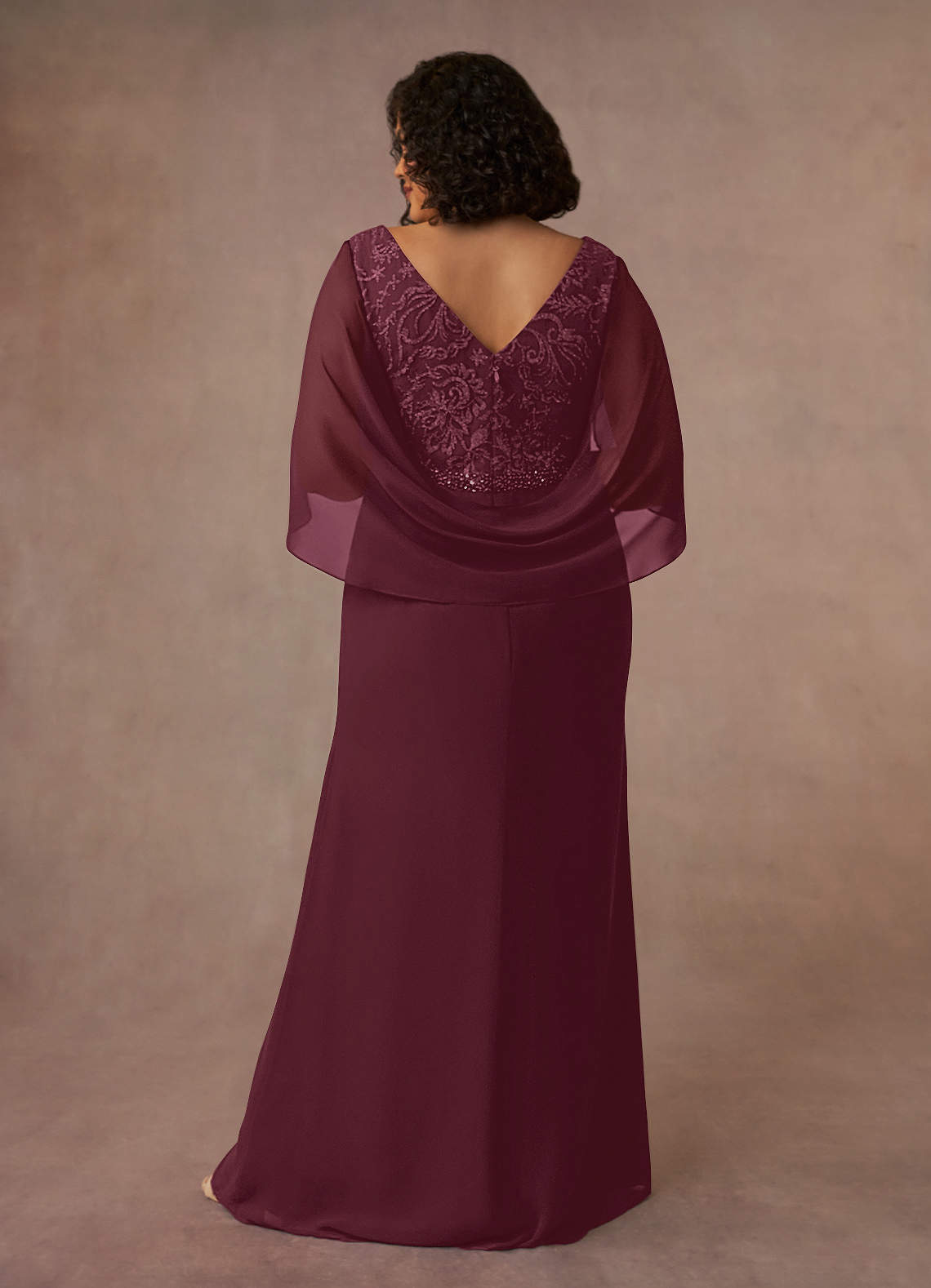 Laina Mermaid V-Neck Chiffon and Lace Mother of the Bride Dress
