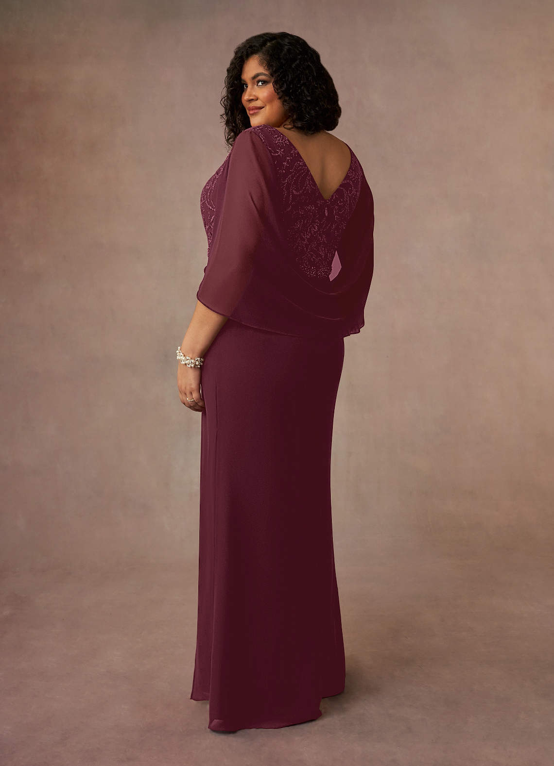 Laina Mermaid V-Neck Chiffon and Lace Mother of the Bride Dress