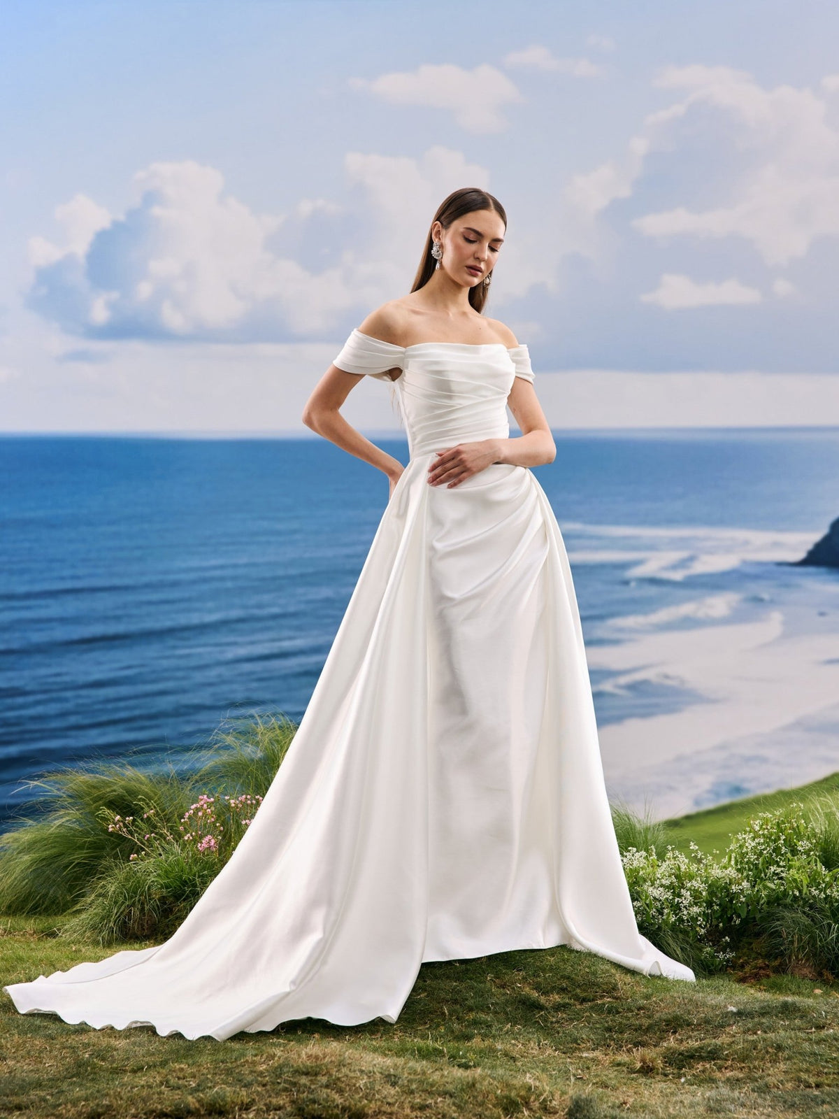 Orlina satin wedding dress - view 2