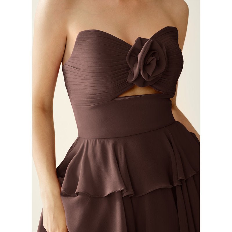 Orosecy A-Line Mini Strapless Chiffon Prom Dress in Truffle - photo 6