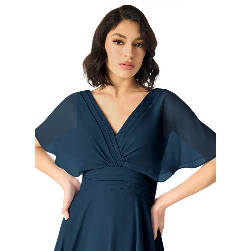 Pamela A-Line V-Neck Chiffon Bridesmaid Dress in Dark Navy - additional view 25