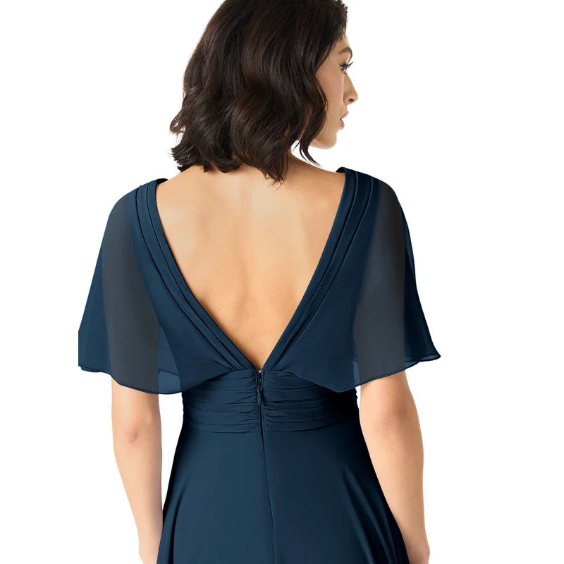 Pamela A-Line V-Neck Chiffon Bridesmaid Dress in Dark Navy - additional view 26