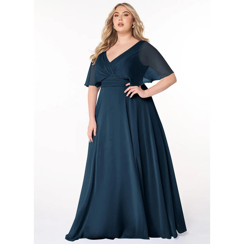 Pamela A-Line V-Neck Chiffon Bridesmaid Dress in Dark Navy - additional view 27