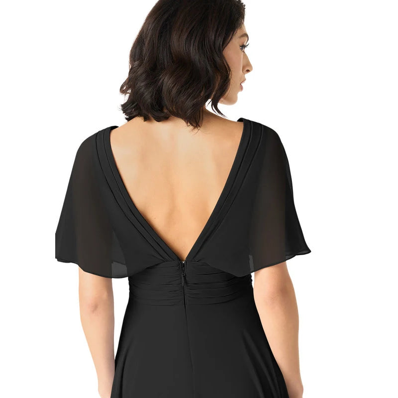 Pamela A-Line V-Neck Chiffon Bridesmaid Dress in black - additional view 2