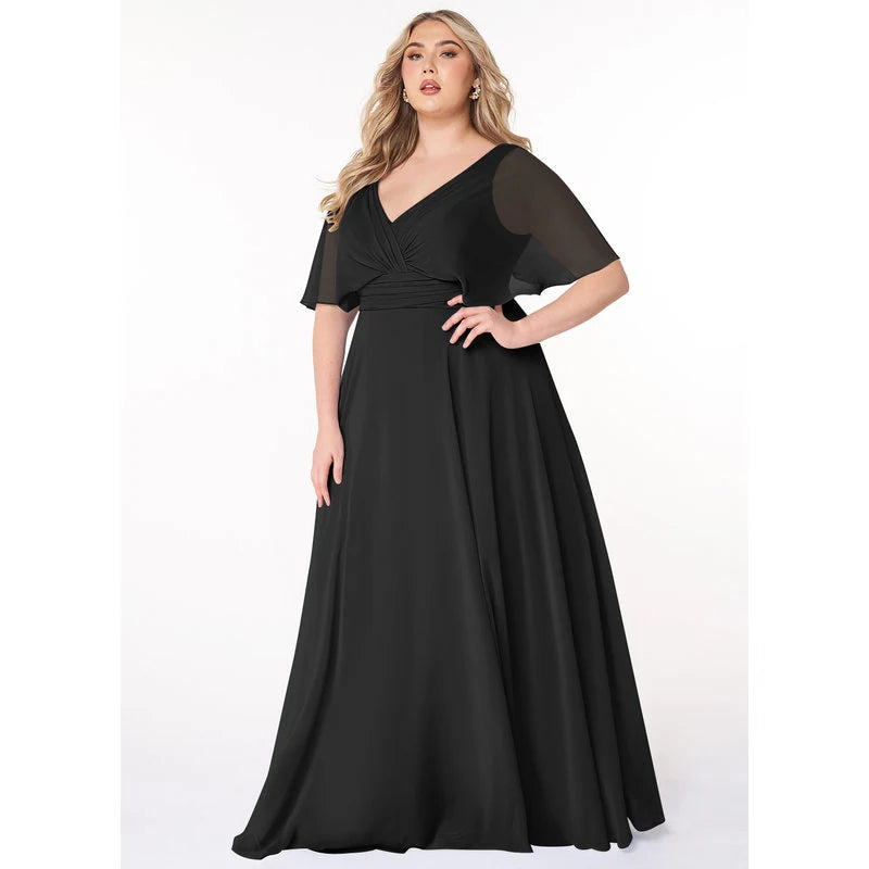 Pamela A-Line V-Neck Chiffon Bridesmaid Dress in black - additional view 3