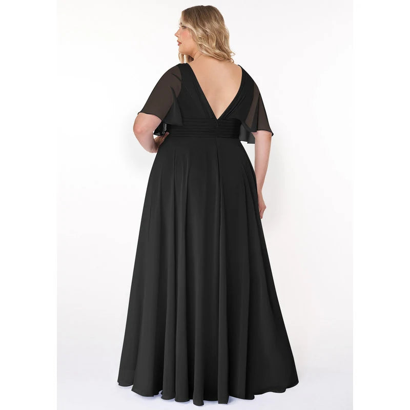 Pamela A-Line V-Neck Chiffon Bridesmaid Dress in black - additional view 4
