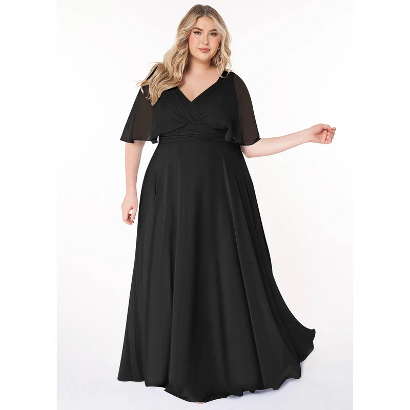 Pamela A-Line V-Neck Chiffon Bridesmaid Dress in black - additional view 5