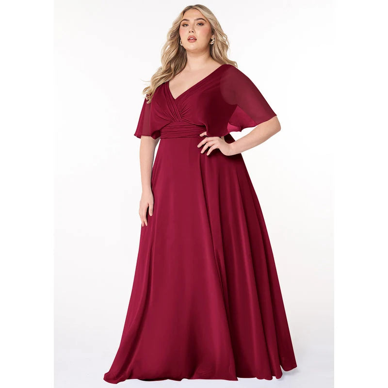 Pamela A-Line V-Neck Chiffon Bridesmaid Dress in Burgundy - additional view 19