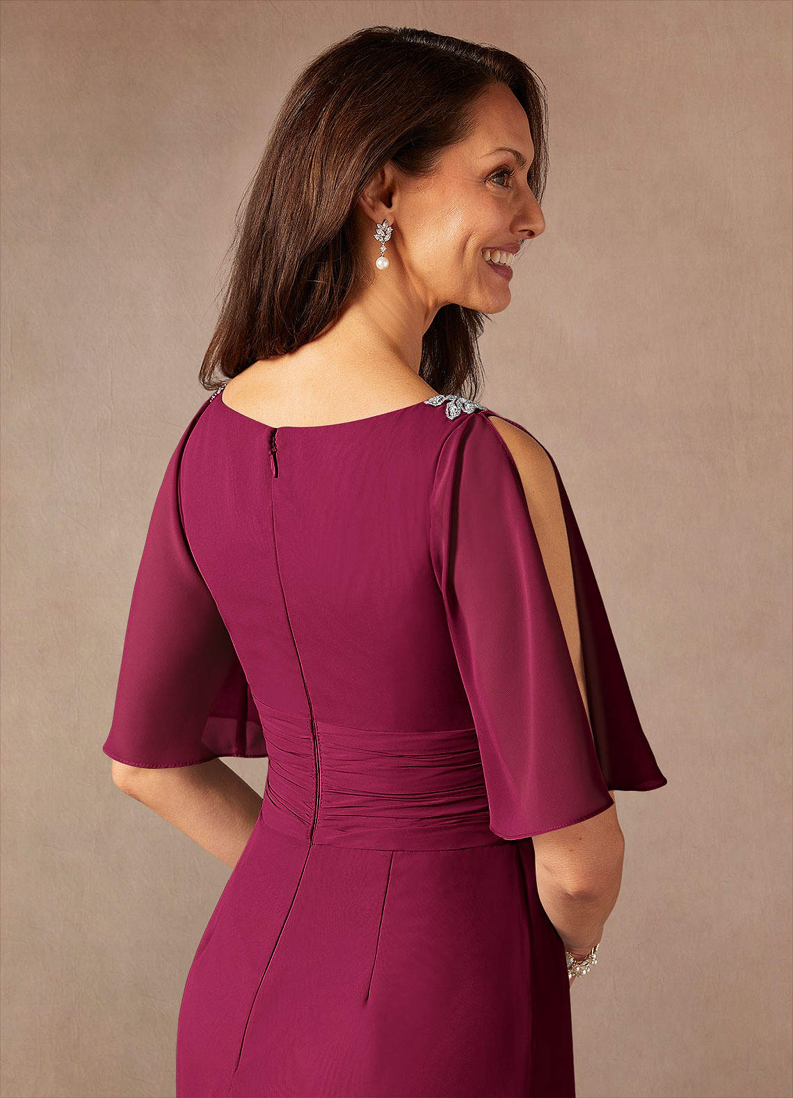 Pascual A-Line V-Neck Chiffon Mother of the Bride Dress
