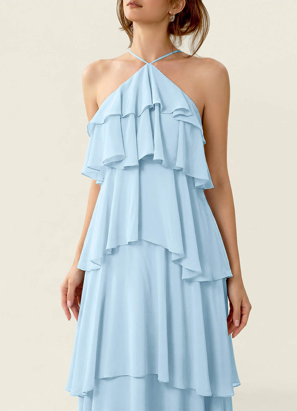 Nevieve A-Line Halter Chiffon Prom Dress in Sky Blue