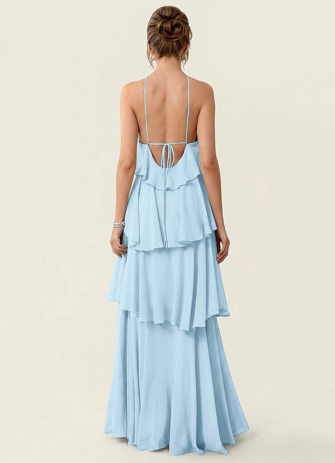Nevieve A-Line Halter Chiffon Prom Dress in Sky Blue
