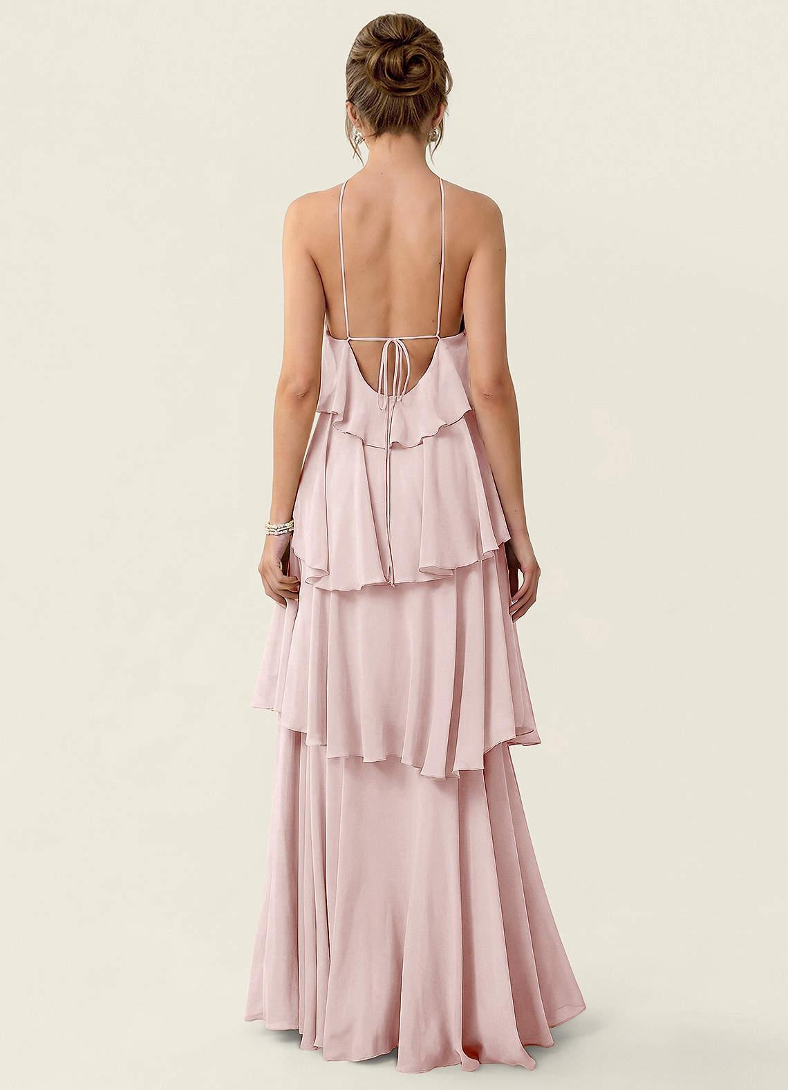 Nevieve A-Line Halter Chiffon Prom Dress in Blushing Pink