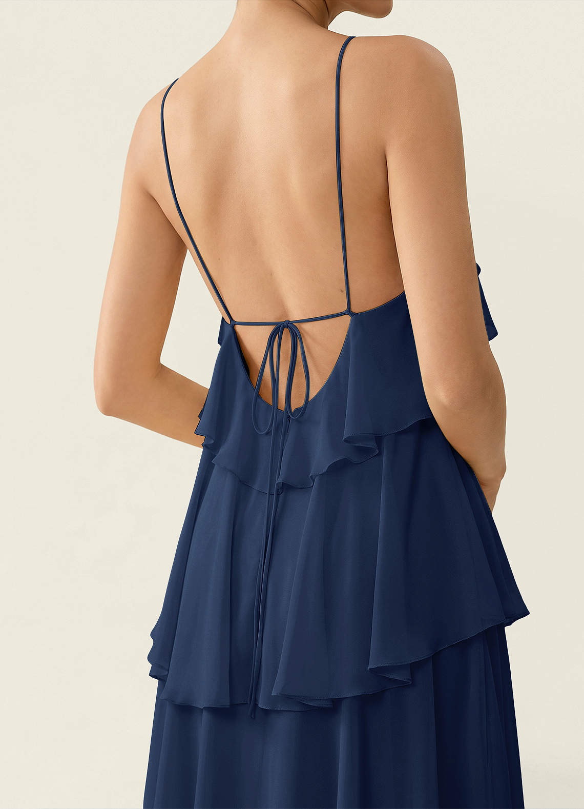 Nevieve A-Line Halter Chiffon Prom Dress in Dark Navy