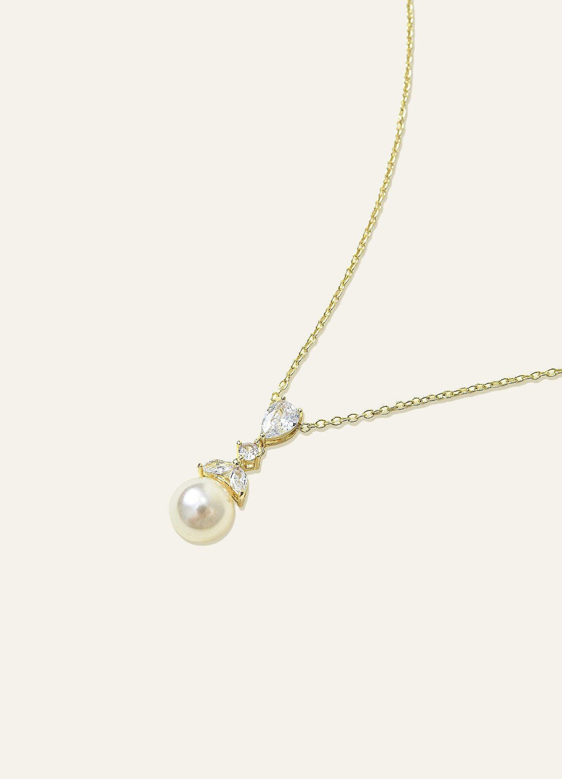 Pear Cut Pearl Drop Necklace — Gold — 图 8/15