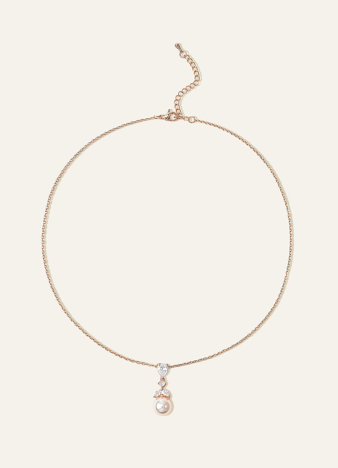 Pear Cut Pearl Drop Necklace — rose gold — 图 10/15