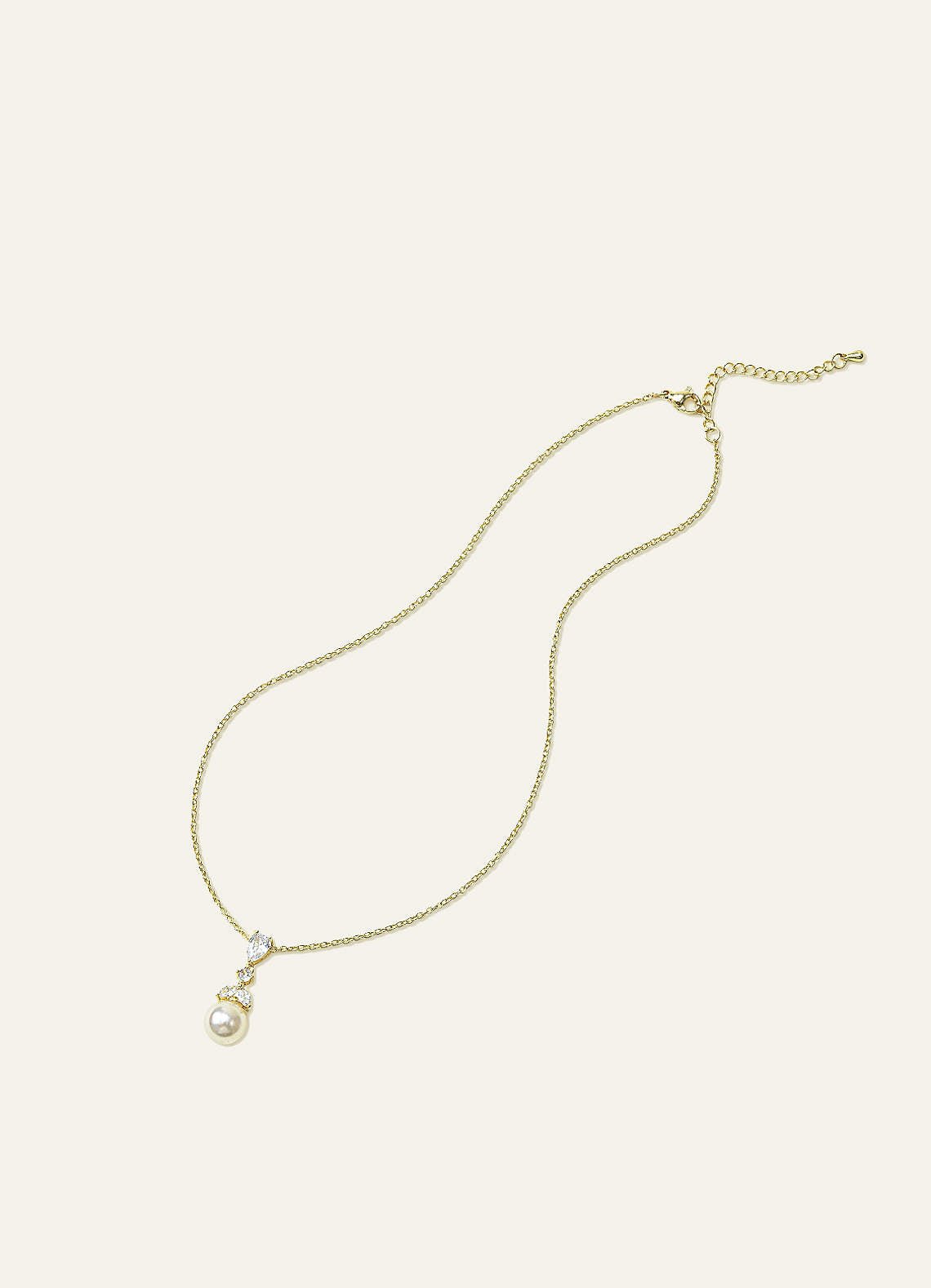Pear Cut Pearl Drop Necklace — Gold — 图 14/15