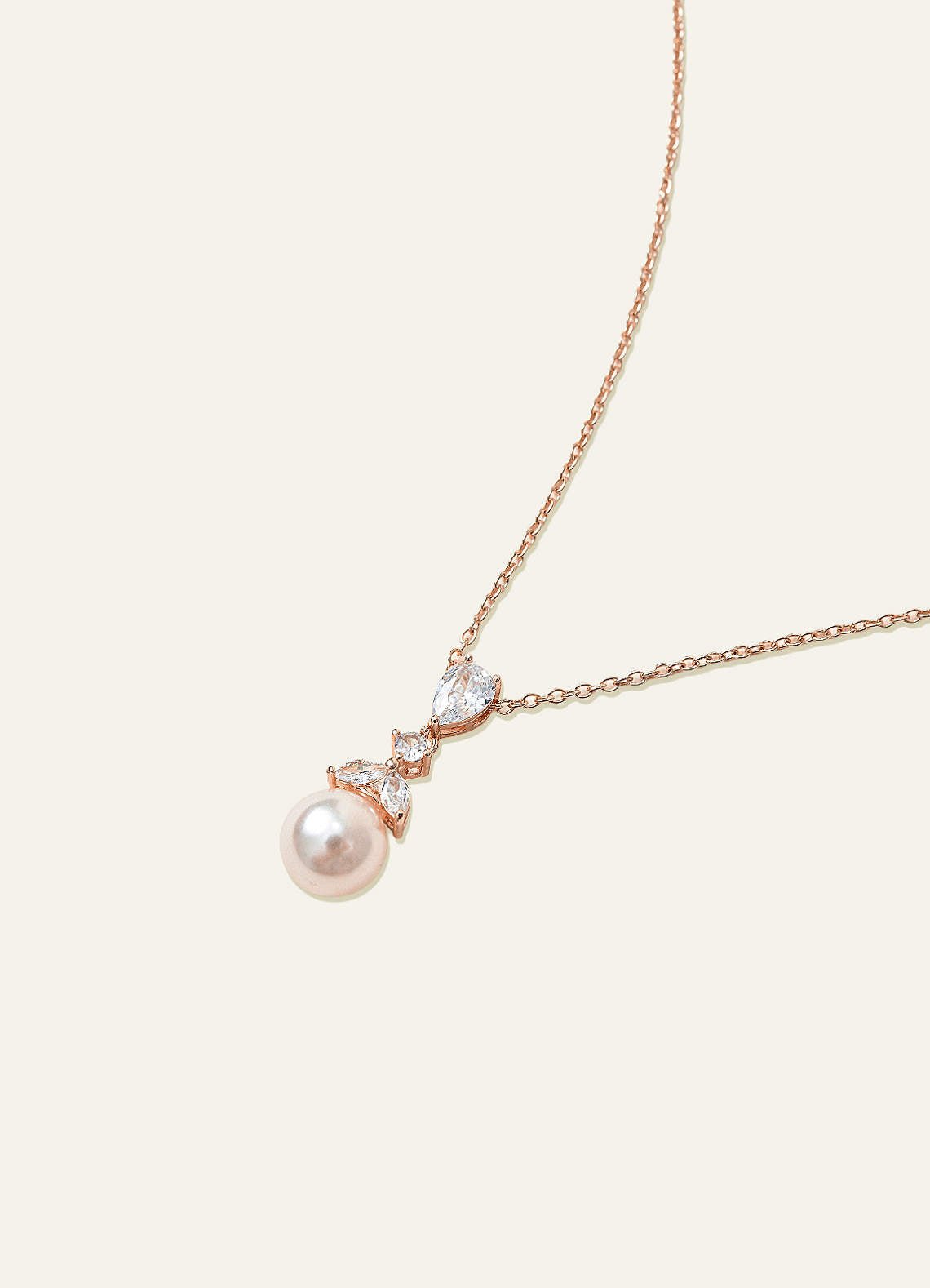 Pear Cut Pearl Drop Necklace — rose gold — 图 7/15
