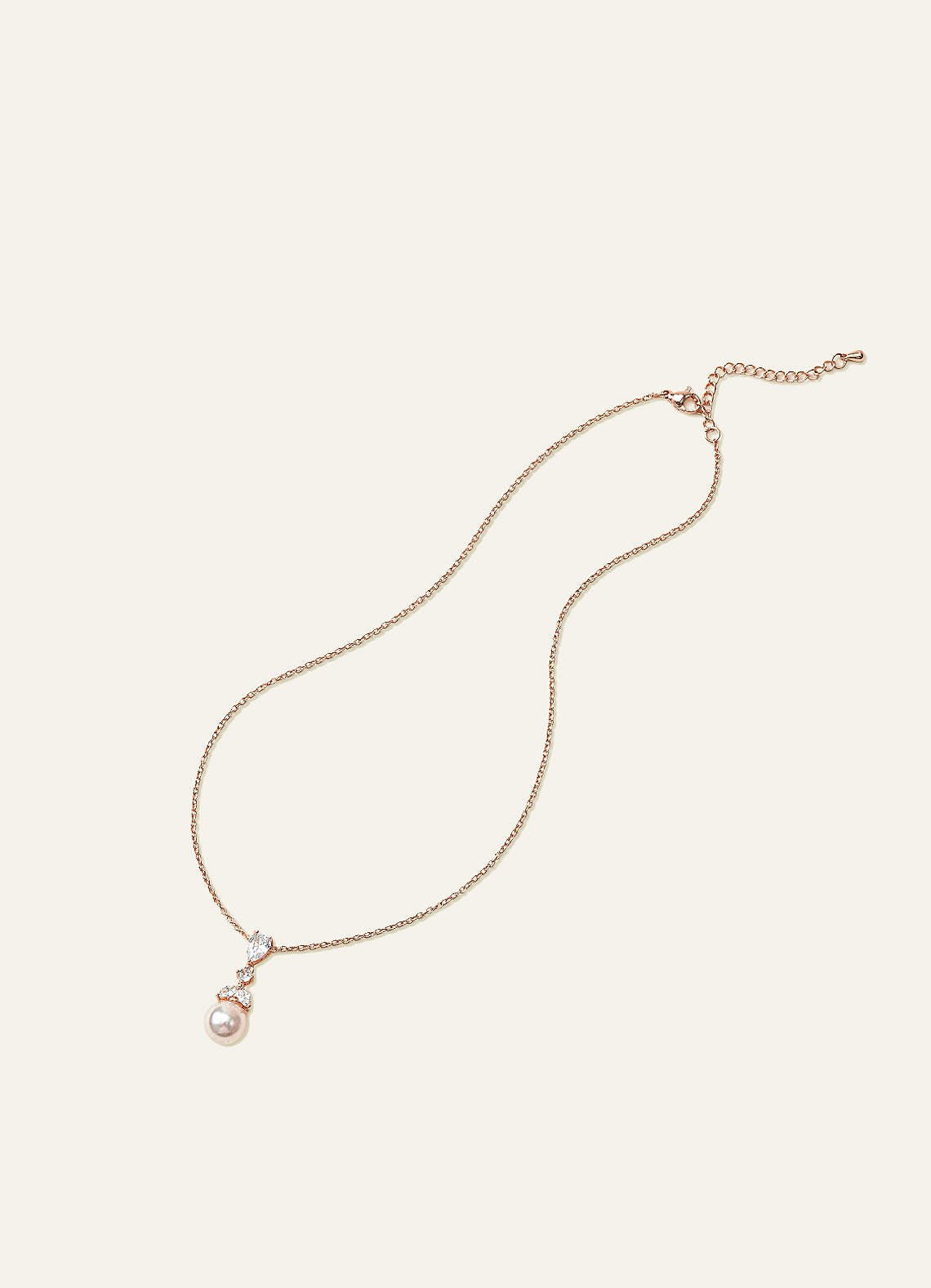 Pear Cut Pearl Drop Necklace — rose gold — 图 13/15