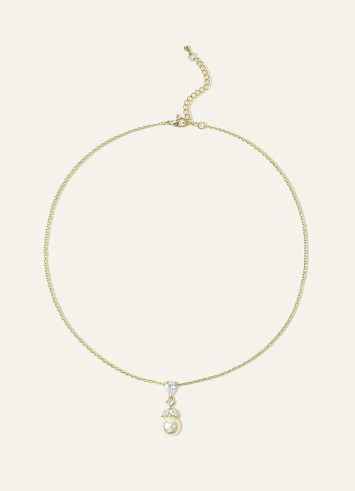 Pear Cut Pearl Drop Necklace — Gold — 图 11/15
