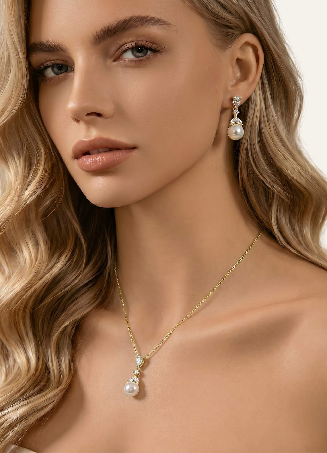 Pear Cut Pearl Drop Necklace — Gold — 图 5/15