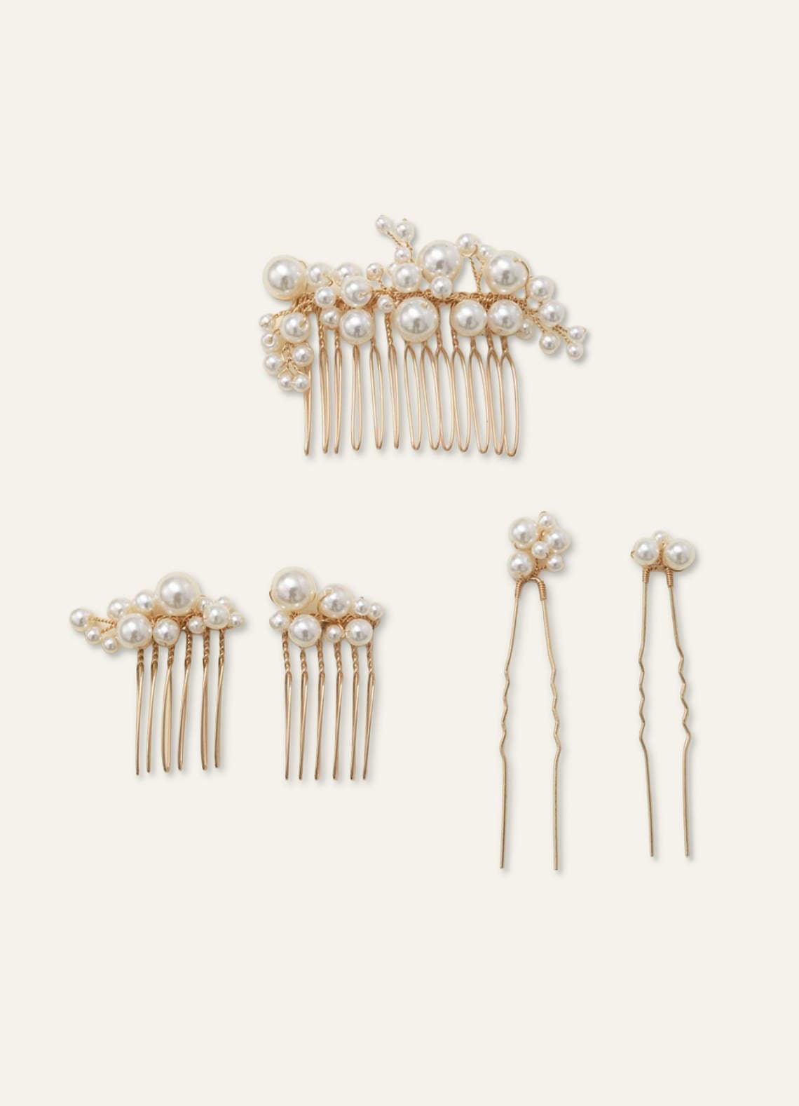 Pearl Gold Hair Comb Set — Gold — 图 1/4