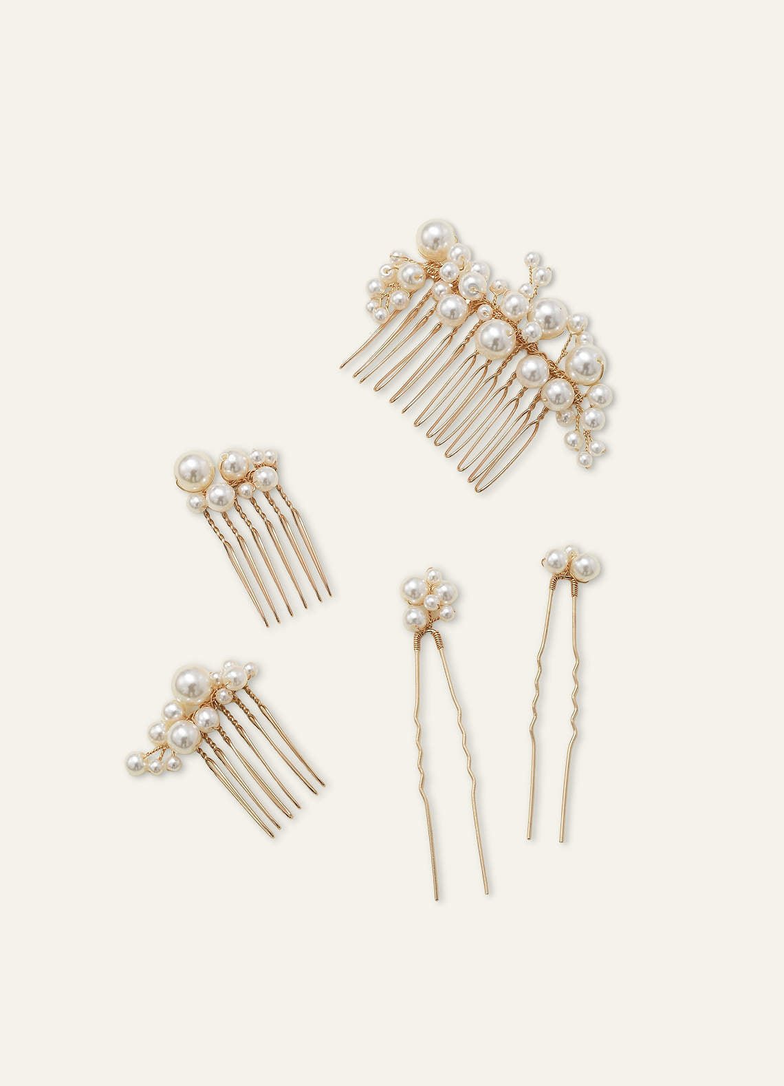 Pearl Gold Hair Comb Set — Gold — 图 3/4