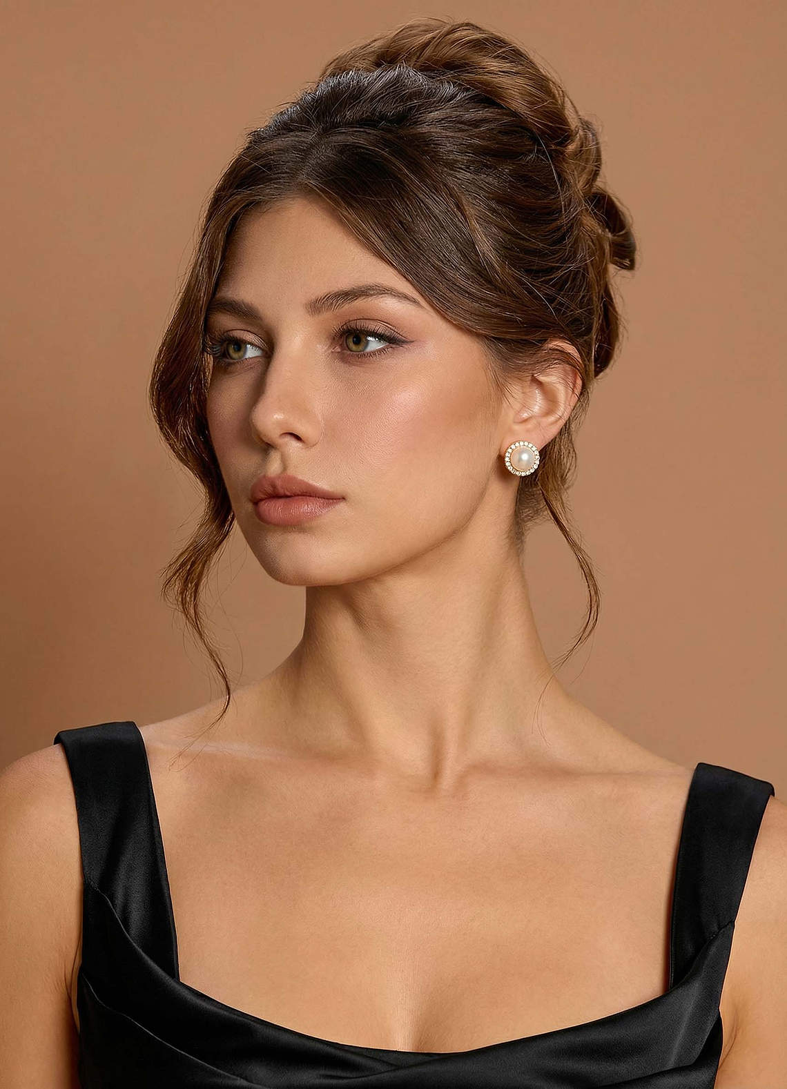 Pearl Halo Stud Earrings — Gold — 图 3/6