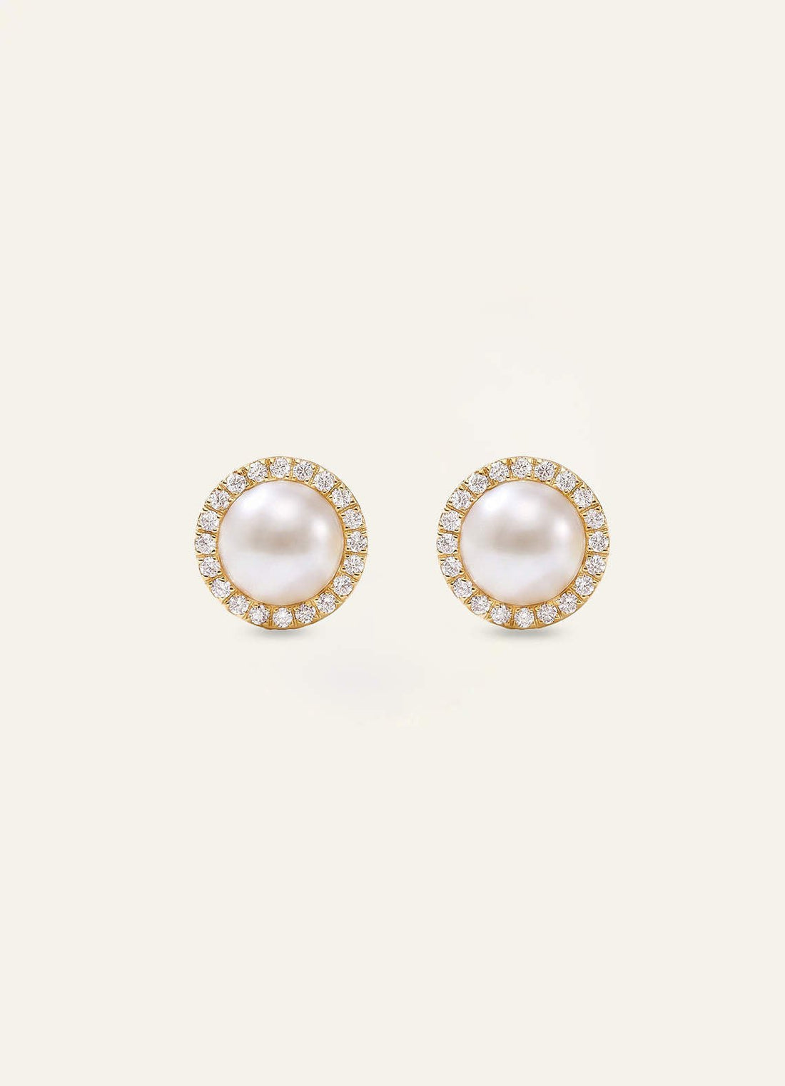 Pearl Halo Stud Earrings — Gold — 图 1/6