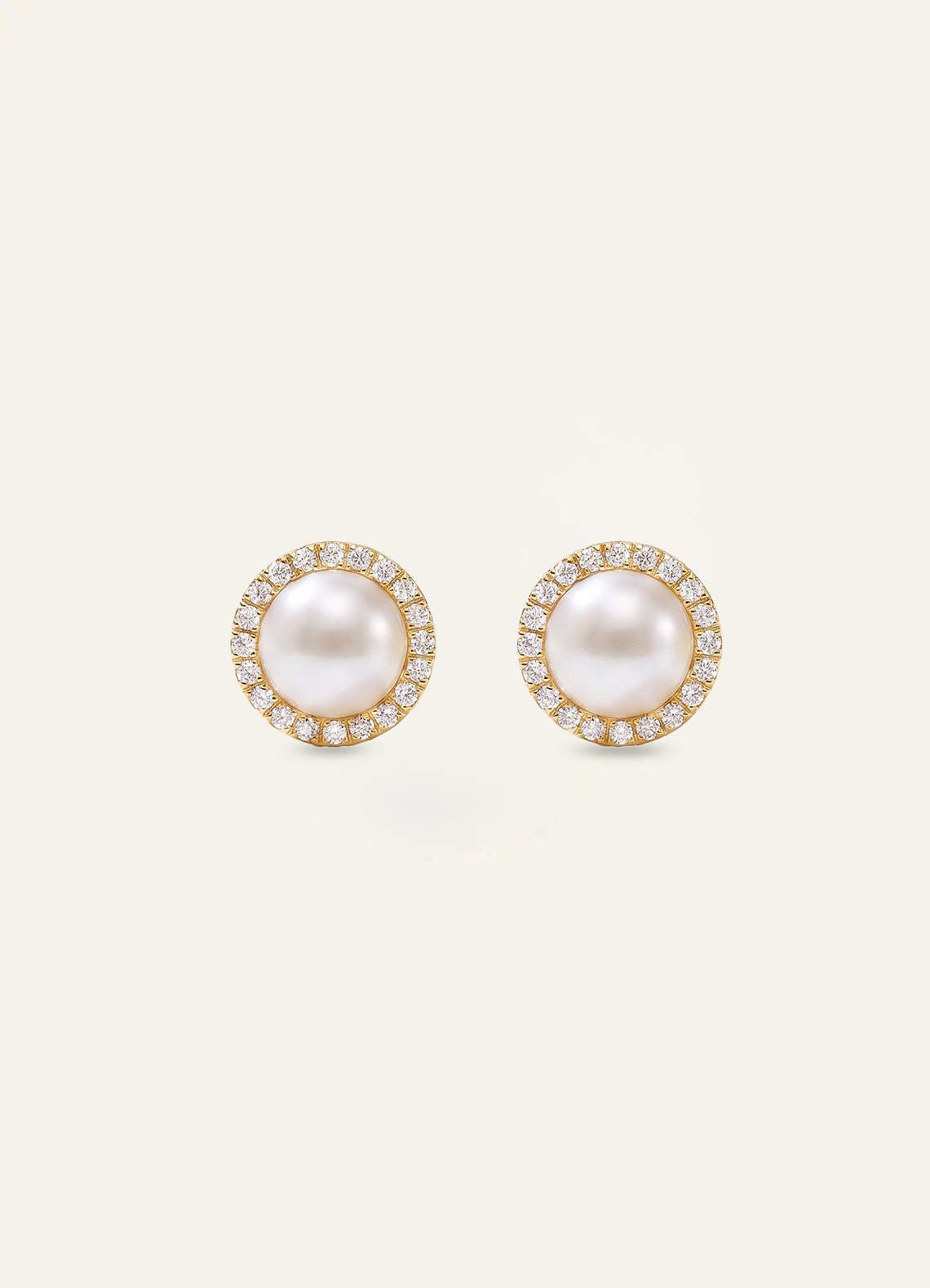 Pearl Halo Stud Earrings — Gold — 图 1/6