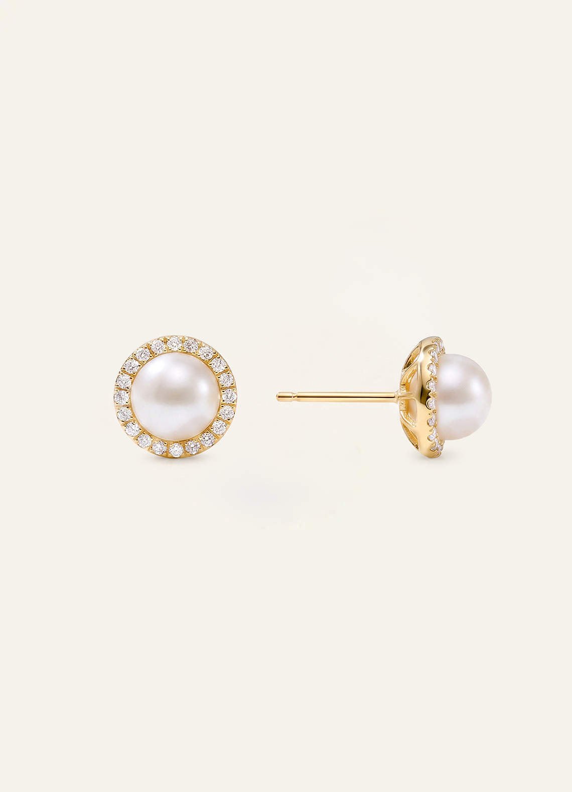 Pearl Halo Stud Earrings — Gold — 图 5/6
